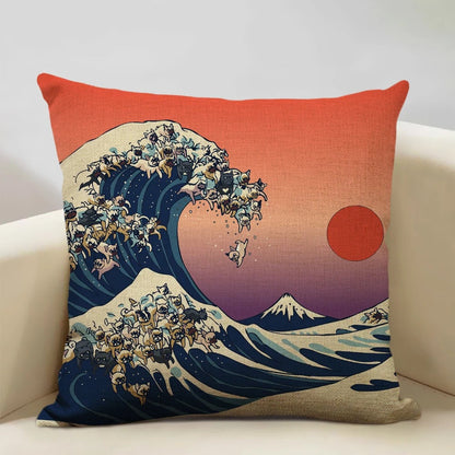 BeauRêve Housse de Coussin avec Mont Fuji - Style Japonais pour Chaque Espace