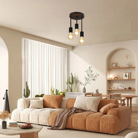 LumièreIndustrielle - Lampe de Plafond Vintage à 3 Bras