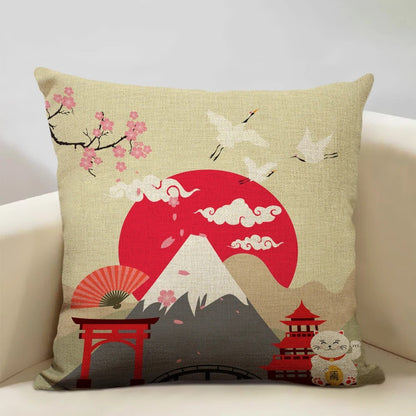 BeauRêve Housse de coussin avec le Mont Fuji - Style japonais pour chaque espace