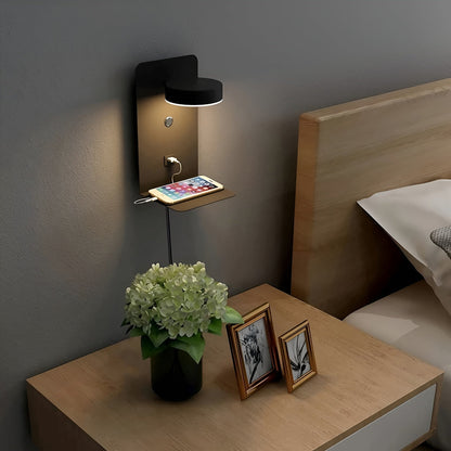 ChargeBright Luxe Applique LED avec Port de Charge USB - Design Moderne Noir-Blanc