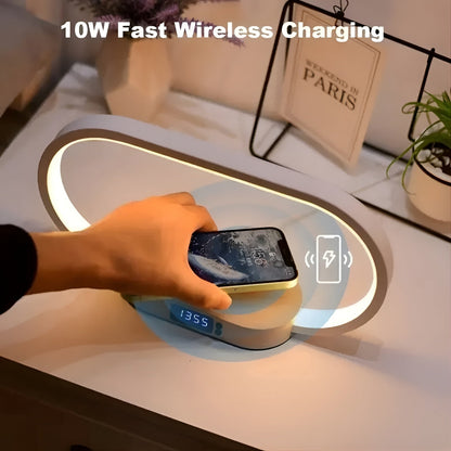 Lampe Multifonctionnelle Élégante avec Station de Chargement et Horloge