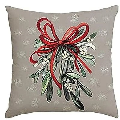 Coussin de Noël - Housse de coussin festive avec arbre de Noël et thème d'hiver - Vert 45x45 cm
