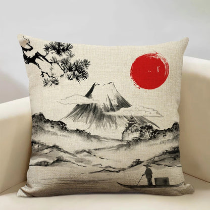 BeauRêve Housse de Coussin avec Mont Fuji - Style Japonais pour Chaque Espace