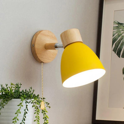 Floroux - lampe murale en bois nordique moderne avec interrupteur