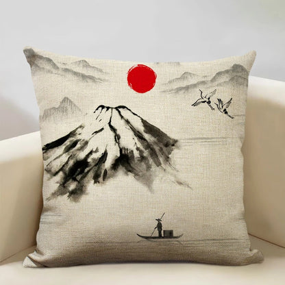 BeauRêve Housse de Coussin avec Mont Fuji - Style Japonais pour Chaque Espace