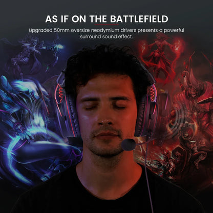 EKSA E900 Casque de jeu filaire avec microphone - TWS Réduction de bruit HiFi Stéréo Casque dynamique