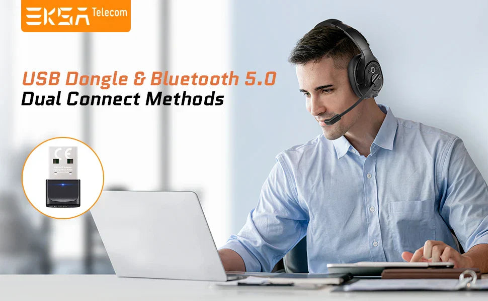 Casque EKSA sans fil Bluetooth 5.0 avec micro - ENC TWS réduction de bruit HiFi stéréo dynamique