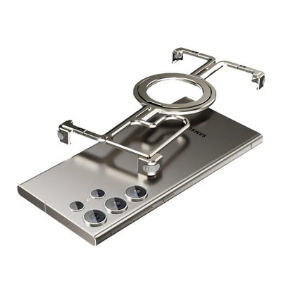 Coque sans cadre respirante MagSafe avec support anneau pour Samsung Galaxy S24 S23 Ultra Coque de luxe en métal magnétique de refroidissement à charge sans fil protection