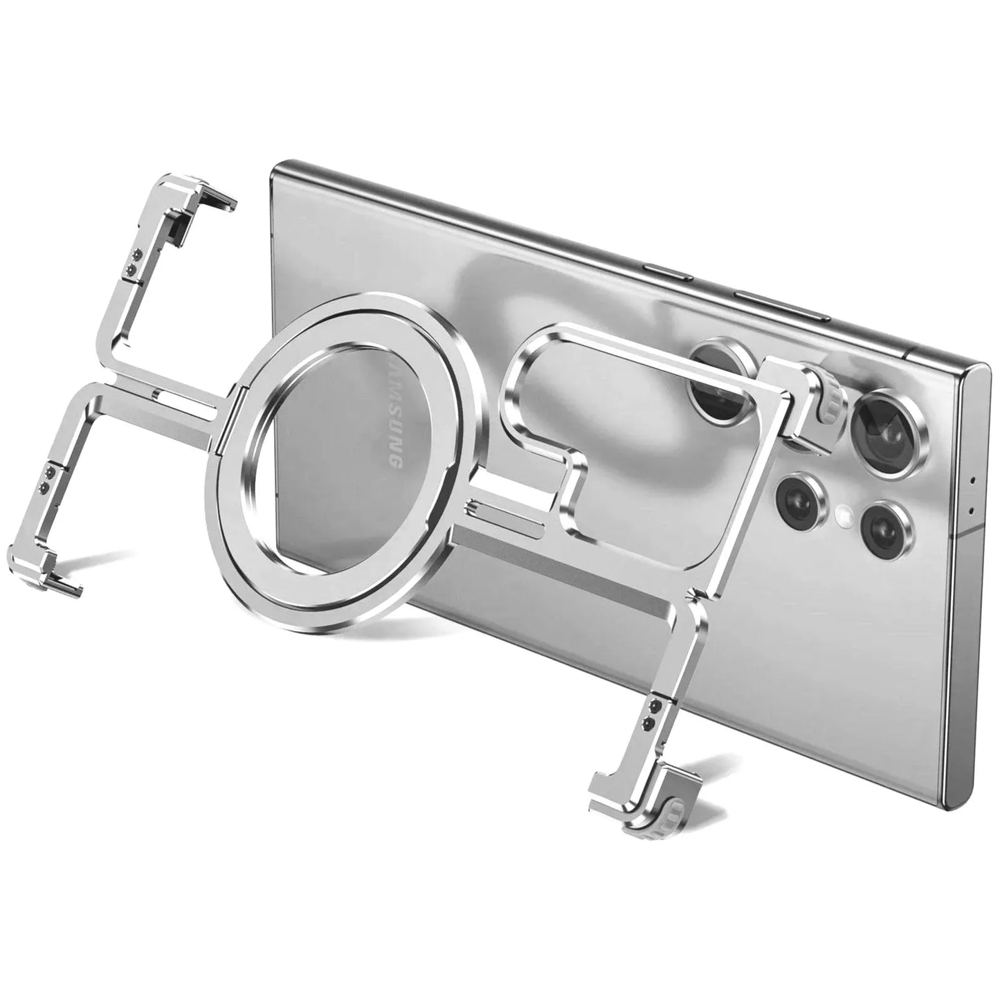 Coque en métal sans cadre Magsafe de luxe avec support à anneau pour Samsung Galaxy S23 S24 Ultra, protection en aluminium, chargement sans fil, refroidissement, anti-choc.