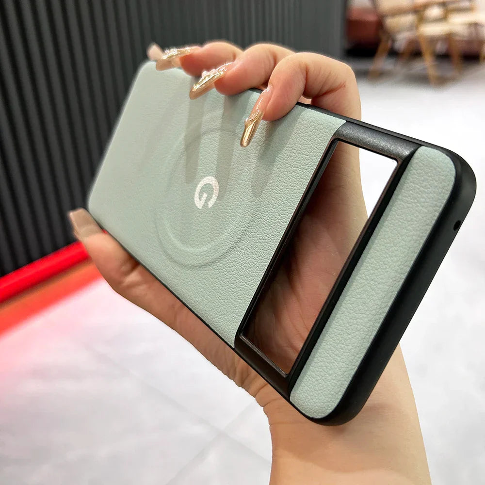 Coque de conception en cuir MagSafe de luxe pour Google Pixel 8 8Pro 8a 7 7Pro 7a Chargement sans fil Souple arrière en PU