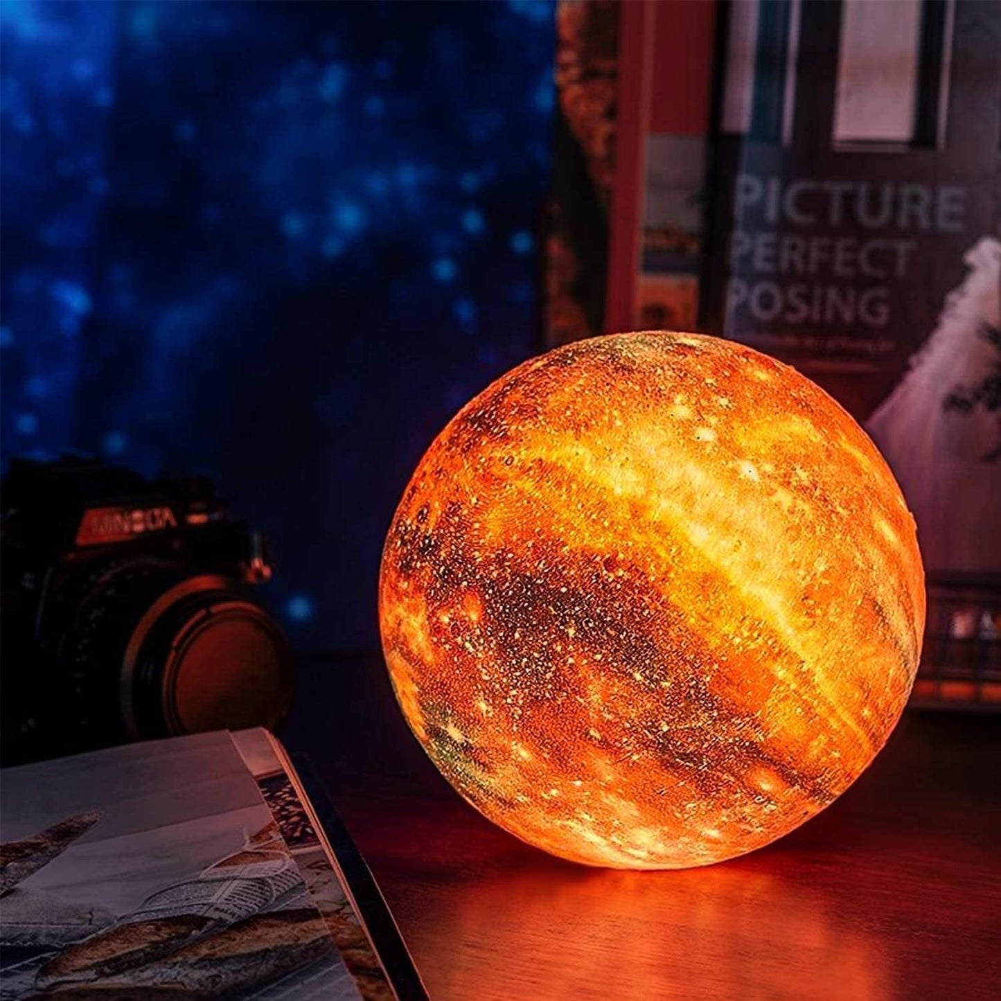 Floroux Galaxy Moon Lamp | 3D Printed LED Moon Lamp | Color Changing | Touch and USB Charge | Ambient Light for Home