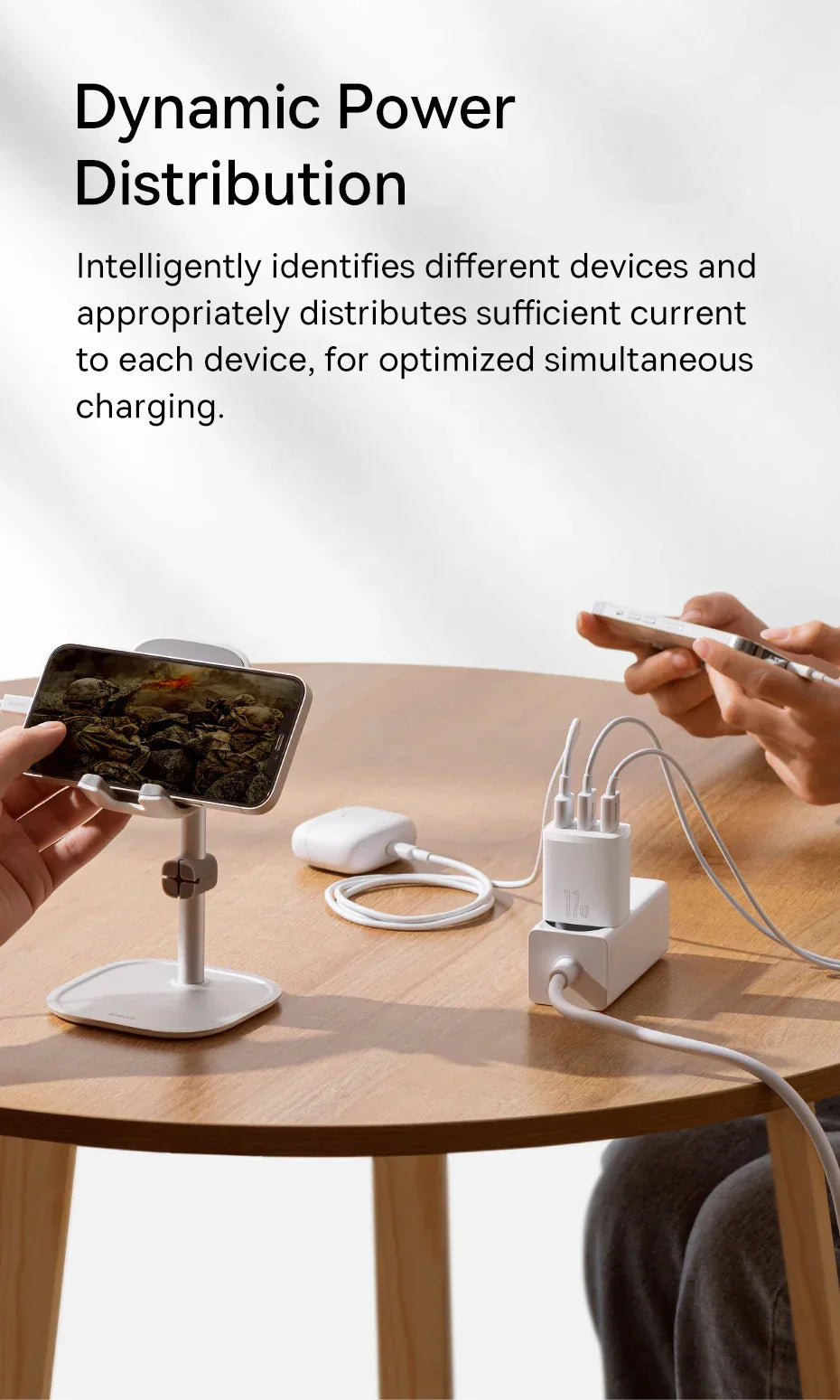 Baseus 17W 3-Port Chargeur Rapide - Prise USB A Power Delivery PD pour Téléphone