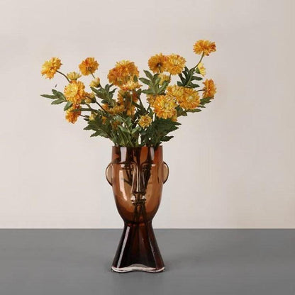 Floroux glass vase with face pattern | Handmade | Artistic design | Home decoration