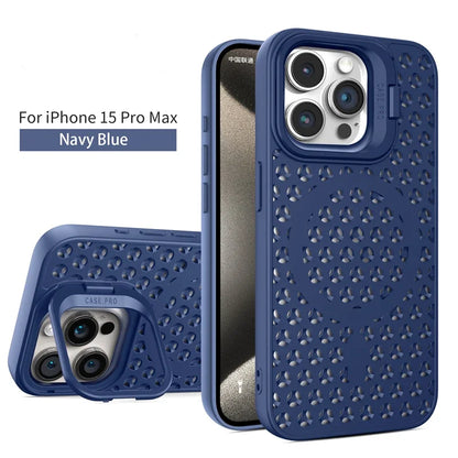 Coque en maille respirante avec dissipation thermique MagSafe pour iPhone 15 14 Plus 13 12 11 Pro Max avec support à anneau, refroidissement et charge sans fil