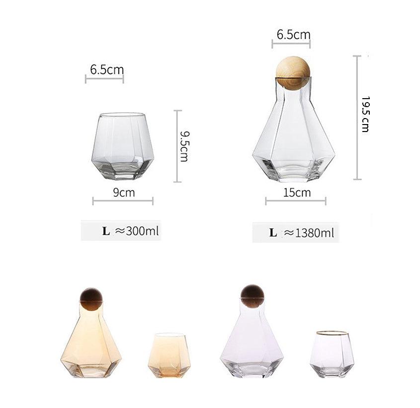 Floroux Diamond Glassware Set | Handmade Drinking Glasses and Decanters | Luxurious Glass for Wine, Water, and Cocktails
