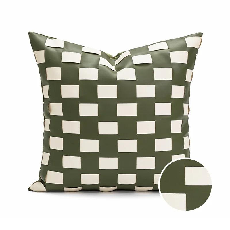 Coussins luxueux Nordic Brown Green │ Housse de coussin moderne à motif géométrique, housses de coussins décoratifs en fausse fourrure