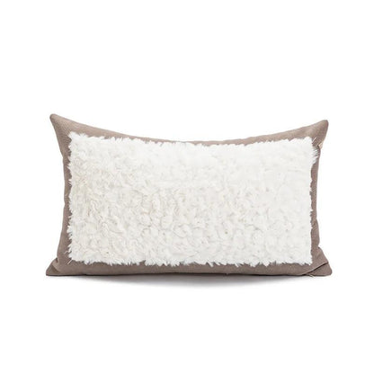 Coussins luxueux Nordic Brown Green │ Housse de coussin moderne à motif géométrique, housses de coussins décoratifs en fausse fourrure