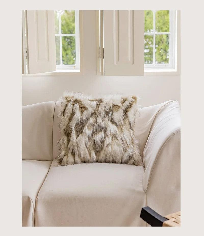 Coussins luxueux Nordic Brown Green │ Housse de coussin moderne à motif géométrique, housses de coussins décoratifs en fausse fourrure