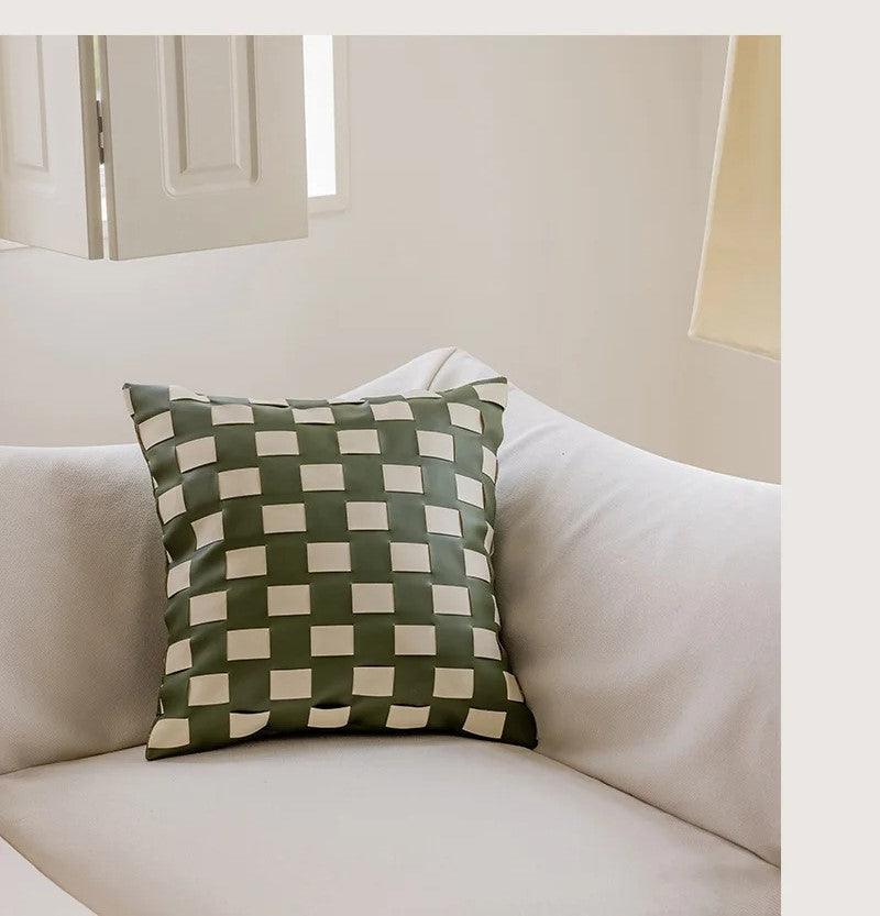 Coussins luxueux Nordic Brown Green │ Housse de coussin moderne à motif géométrique, housses de coussins décoratifs en fausse fourrure