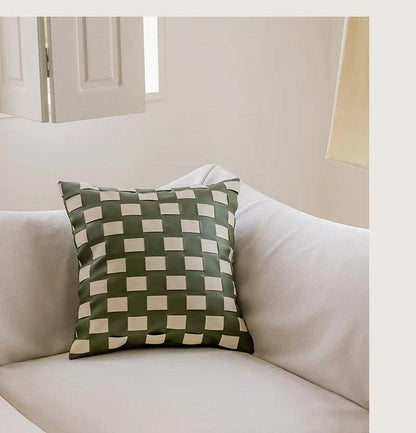 Coussins luxueux Nordic Brown Green │ Housse de coussin moderne à motif géométrique, housses de coussins décoratifs en fausse fourrure