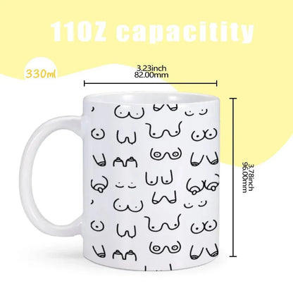 Tasse à café originale et amusante en céramique avec motif de seins