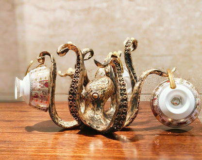 Porte-tasse Rustique Kraken Octopus – Organisateur de Tasse Nautique, Capacité de 8 Tasses