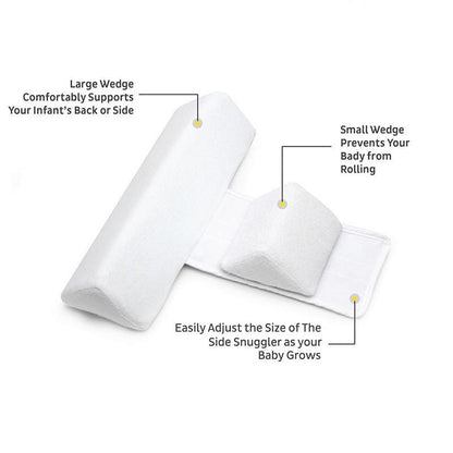 Coussin anti-roulage pour bébé réglable - Positionneur ergonomique pour dormir sur le côté pour nouveau-nés, réduit le risque de tête plate, soutien en mousse à mémoire confortable, SaferSleeper™