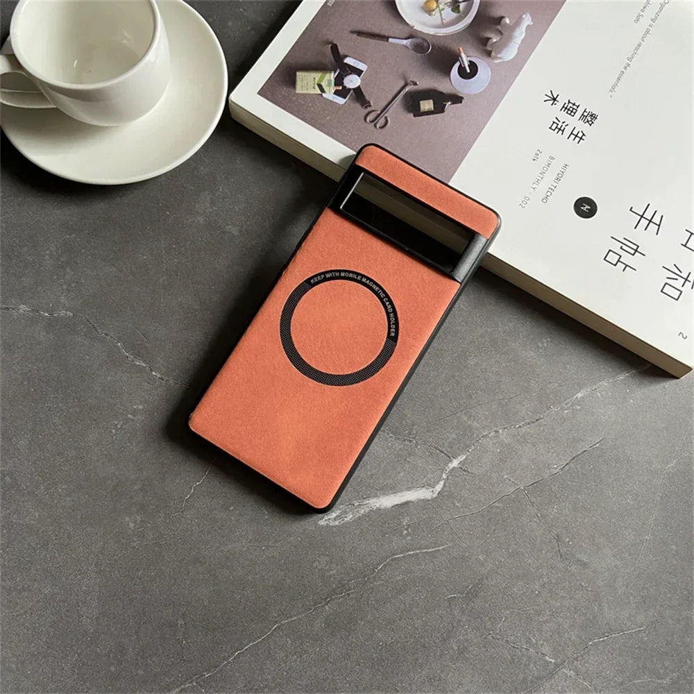 Coque en cuir souple de luxe Magsafe pour Google Pixel 9 7 8 Pro 6 XL 8A 7A 6A, couverture magnétique de protection contre les chocs pour charge sans fil.