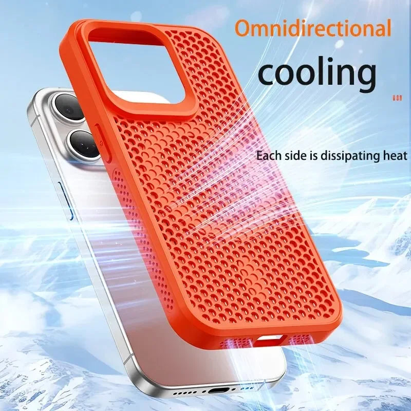 Coque en maille dissipatrice de chaleur Cooling MagSafe pour iPhone 14 15 13 12 11 Pro Max 15 Plus Couverture de chargement sans fil respirante