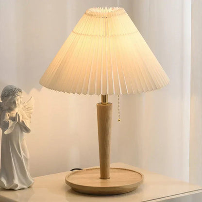 Floroux – Lampe de table en bois rétro avec charme vintage