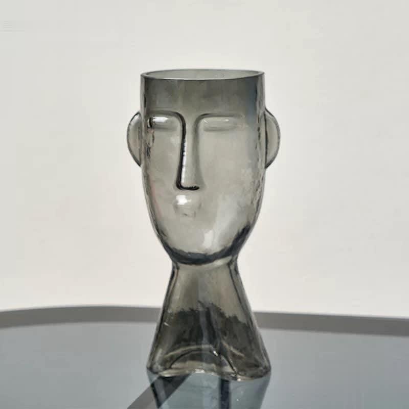 Floroux glass vase with face pattern | Handmade | Artistic design | Home decoration