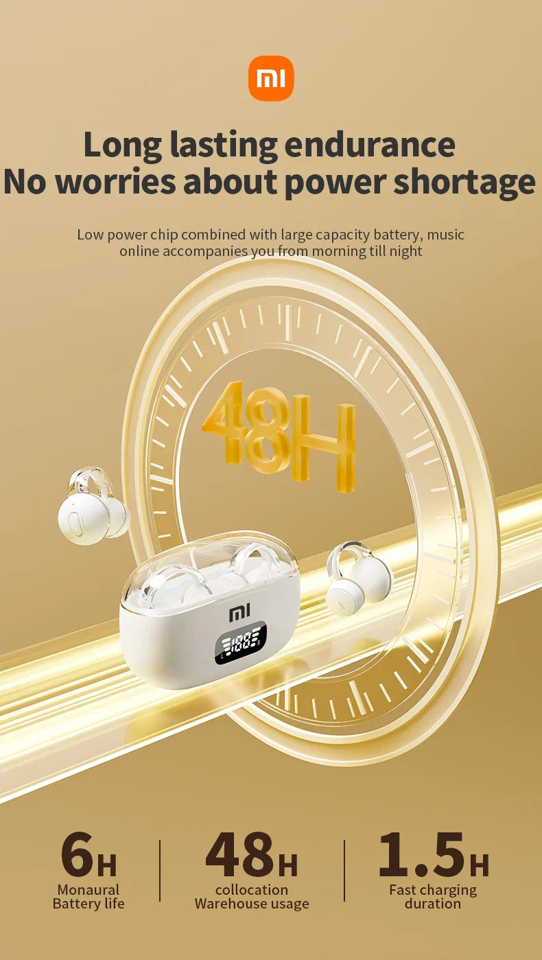 Écouteurs sans fil Bluetooth Xiaomi Mijia S39 avec clip d'oreille - avec affichage LED - réduction de bruit ANC TWS audio stéréo HiFi écouteurs écouteurs