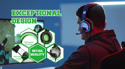 EKSA E1000 Casque Gaming Filaire avec Micro - TWS Réduction de Bruit HiFi Stéréo Surround 7.1 Casque Dynamique