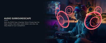 EKSA E5000 Casque de jeu filaire supra-aural - TWS Réduction de bruit HiFi Stéréo Dynamique