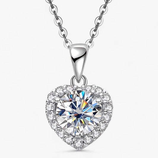 Amouria - Luxe Moissanite Pendentif en Forme de Cœur Collier