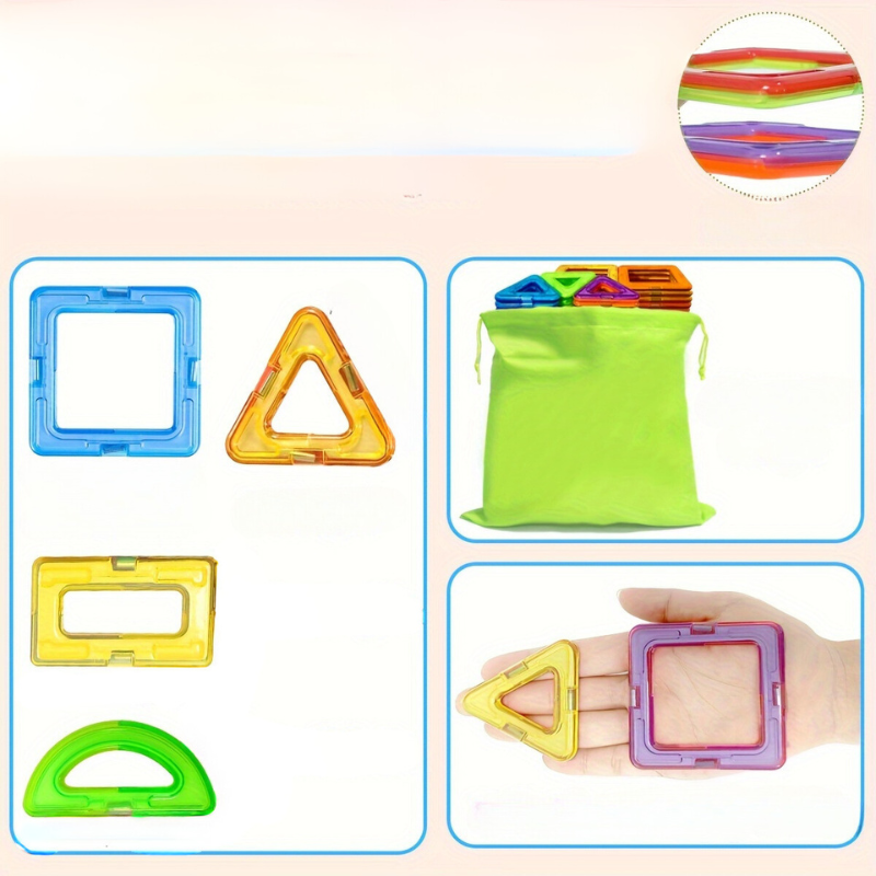 Blocs magnétiques | Construire et apprendre de manière créative avec un sac de rangement pratique !