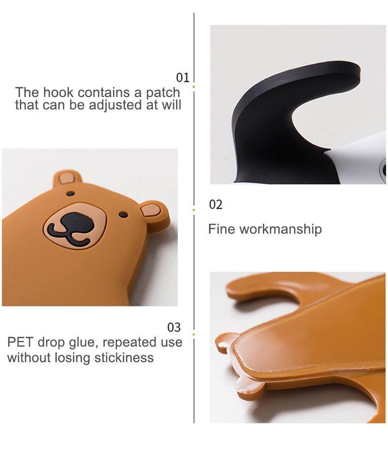 Floroux adhesive hooks in animal design | Versatile hooks for wall and refrigerator | Practical and decorative