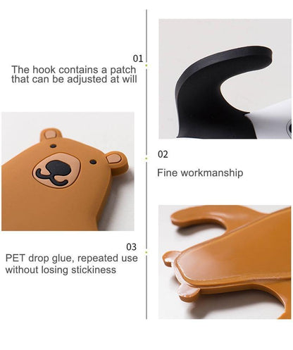 Floroux adhesive hooks in animal design | Versatile hooks for wall and refrigerator | Practical and decorative