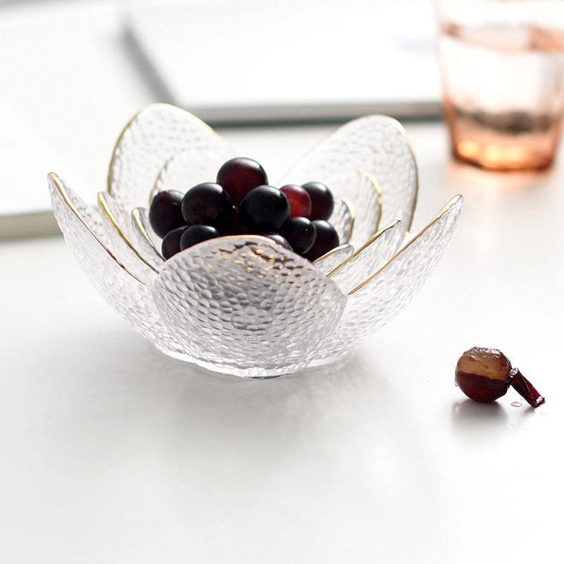 Floroux glass bowl with floral design | Textured glass | Modern black and white table decoration