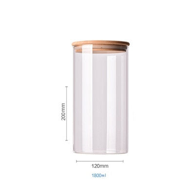 Floroux storage jar with bamboo lid | Airtight storage jars | Elegant kitchen organization | Glass container for food