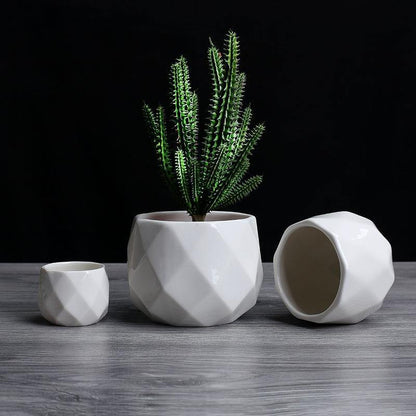 Diamond round ceramic succulent pots Floroux | Modern design | Multiple sizes