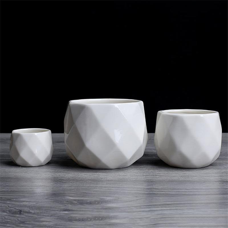 Diamond round ceramic succulent pots Floroux | Modern design | Multiple sizes