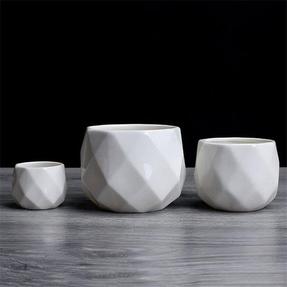Diamond round ceramic succulent pots Floroux | Modern design | Multiple sizes