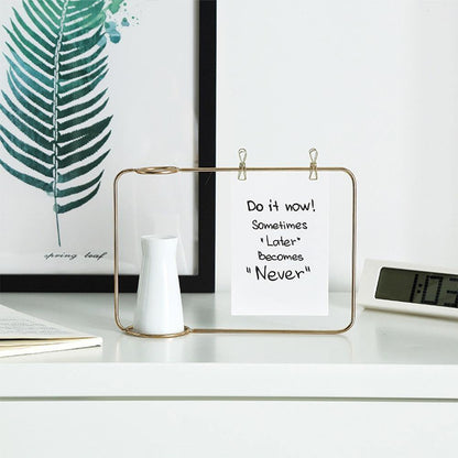 Floroux - Metal photo frame with ceramic vase and clips | Decorative photo display | Modern interior decoration