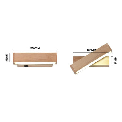 Floroux Design Lampe de chevet en bois murale rotative