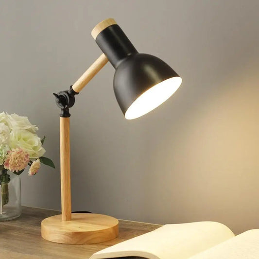 NordicGlow - Lampe de Bureau en Bois Style Scandinave