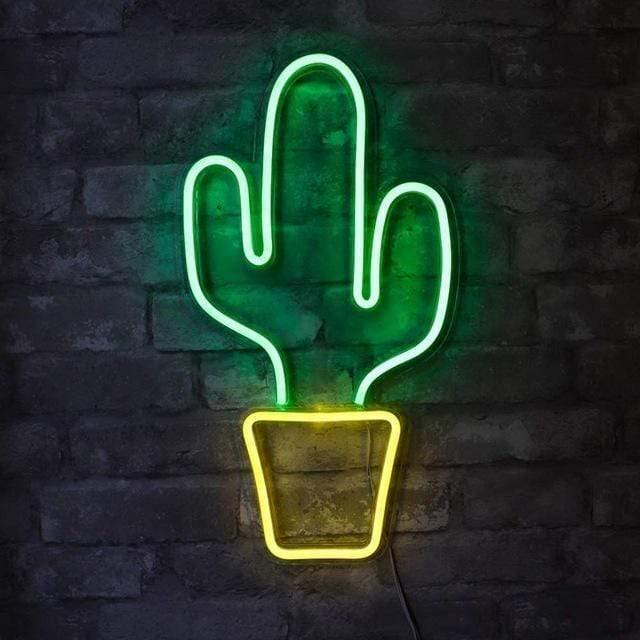 Floroux Cactus Déco Murale LED | Art mural lumineux pour la maison et le bureau | Économique en énergie et élégant