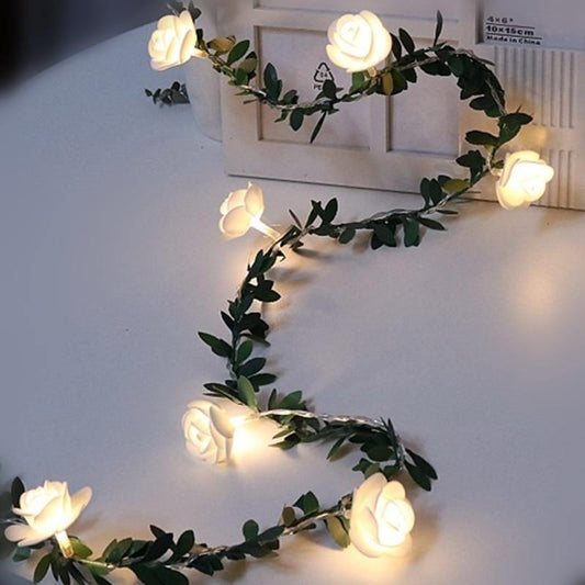 Floroux guirlande LED avec des roses grimpantes | Décoration romantique | Pour la maison et les fêtes