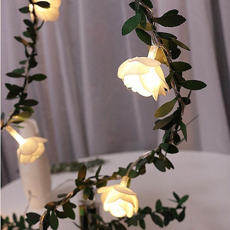 Floroux guirlande LED avec des roses grimpantes | Décoration romantique | Pour la maison et les fêtes