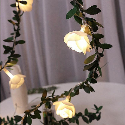 Floroux guirlande LED avec des roses grimpantes | Décoration romantique | Pour la maison et les fêtes